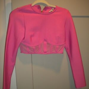 Fashion Nova Hot Pink Mesh Waist Two-Piece Skirt Set